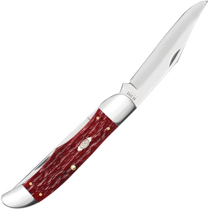 Dark Red Bone Peach Seed Jig Large Folding Hunter(6265CS) W/Sheath