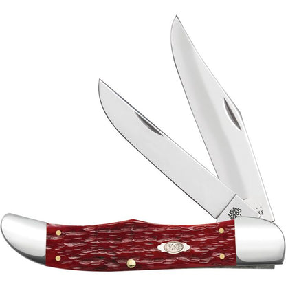 Dark Red Bone Peach Seed Jig Large Folding Hunter(6265CS) W/Sheath